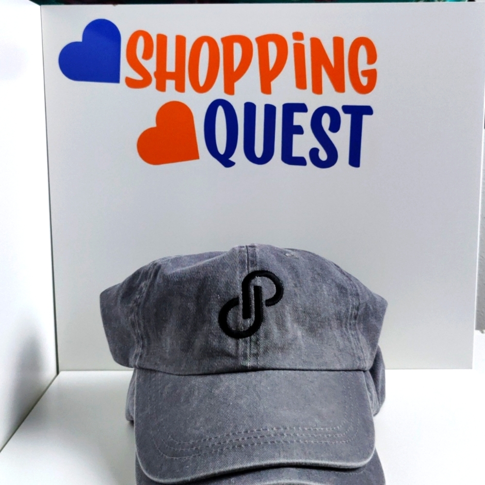 POSHMARK Logo Embroidered Baseball Hat Cap Grey Black Logo